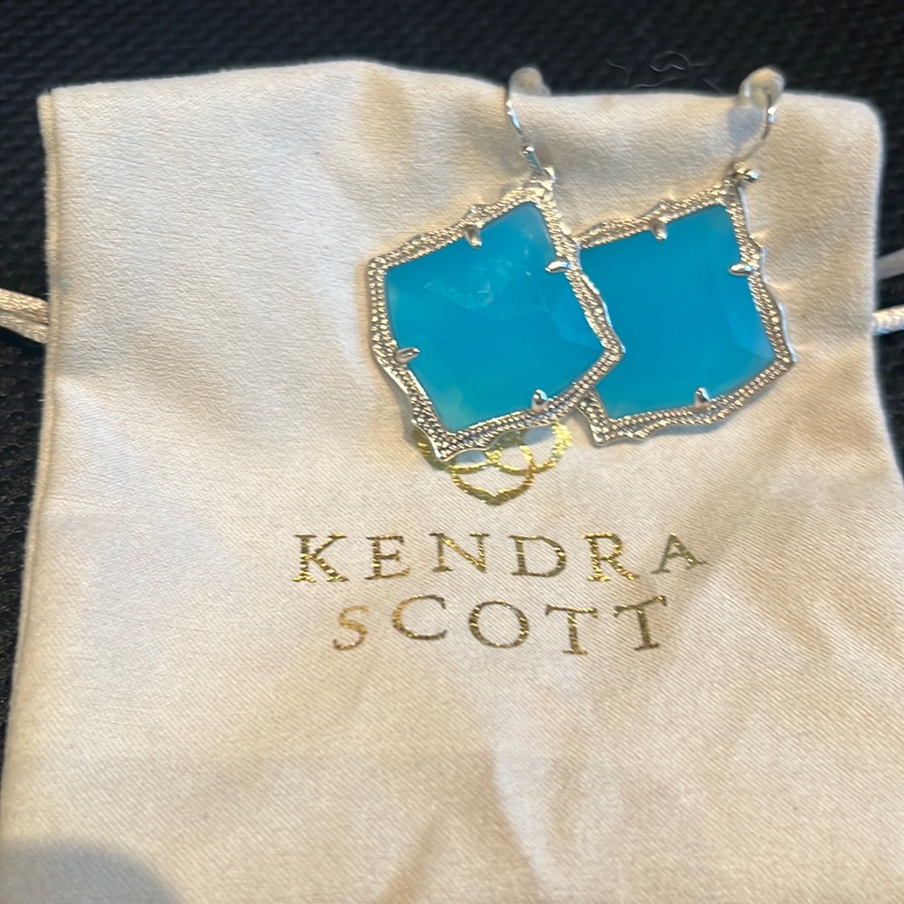 Kendra Scott Kirsten drop aqua chalcedony silver earrings